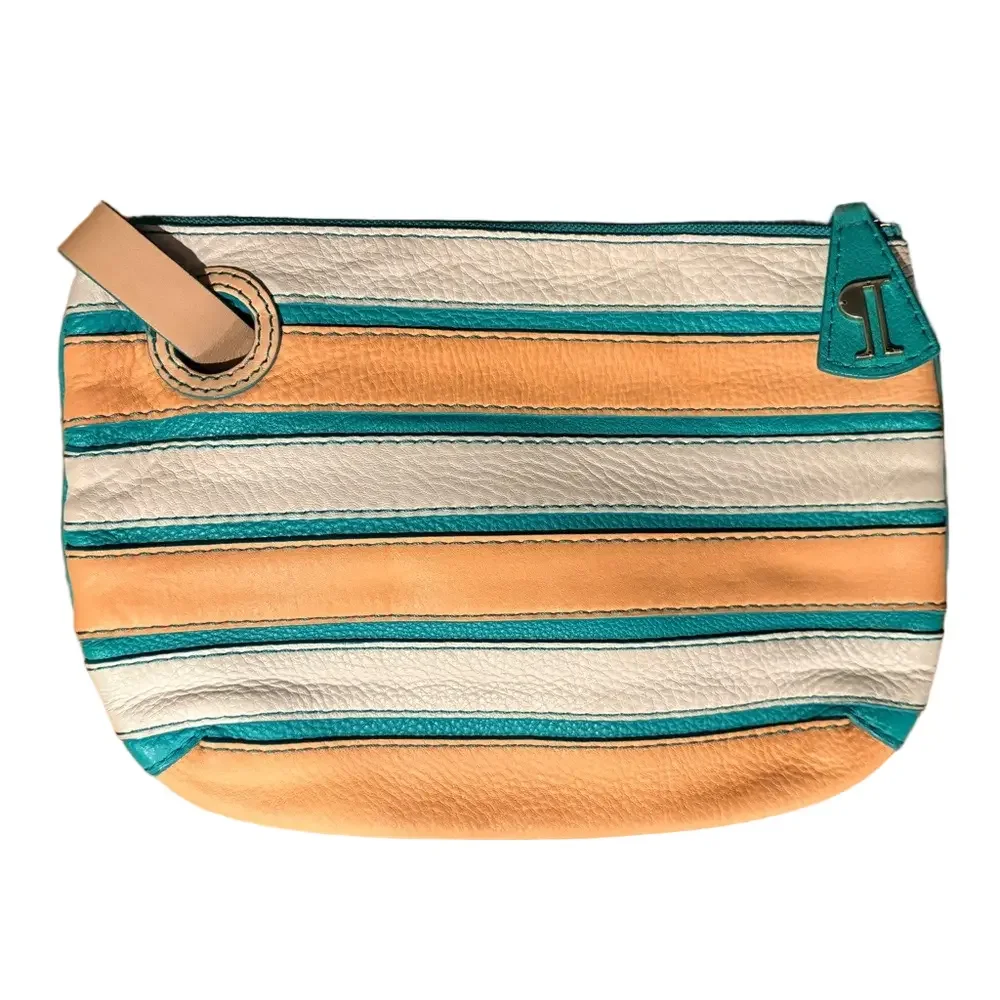 Anthropologie Pilcro and the Letterpress striped leather wristlet clutch
